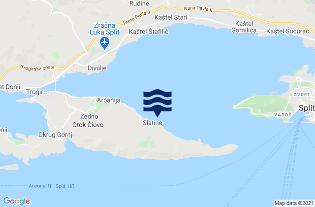 Slatine, Croatia tide times map