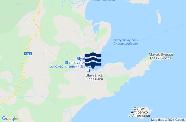 Slavyanka, Russia tide times map