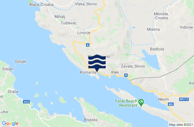 Slivno, Croatia tide times map