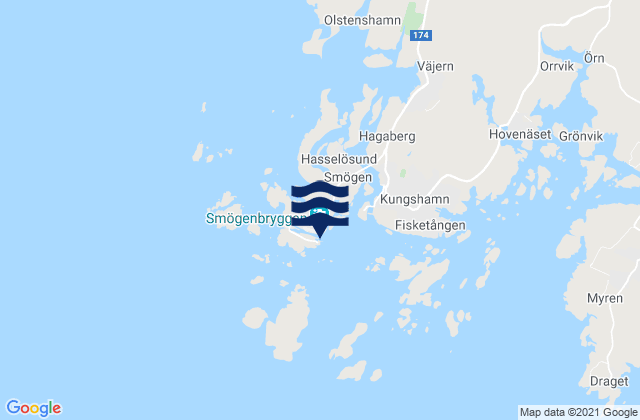 Smoegen, Sweden tide times map