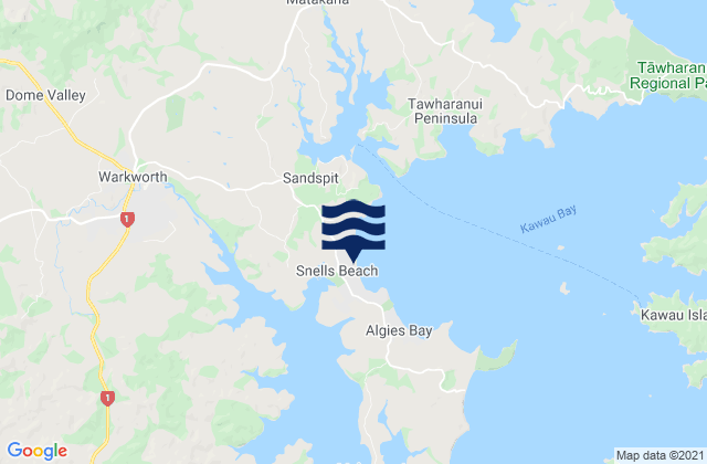 Snells Beach Auckland, New Zealand tide times map