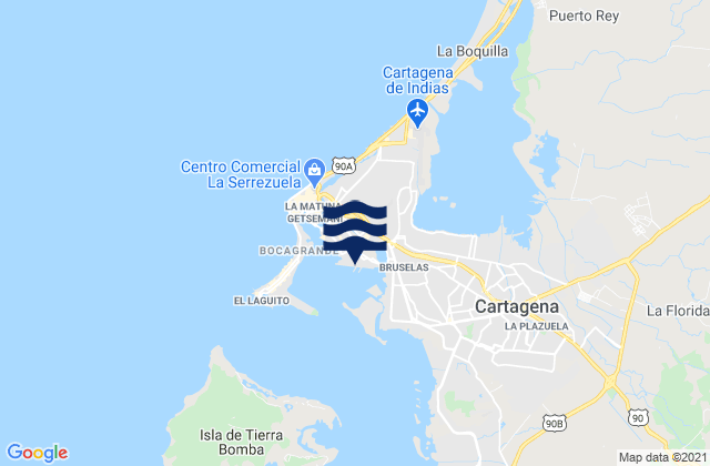 Sociedad Portuaria de Cartagena, Colombia tide times map