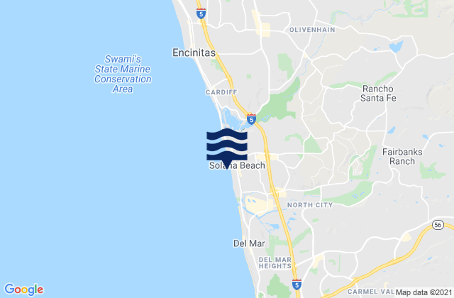 Solana Beach, United States tide chart map