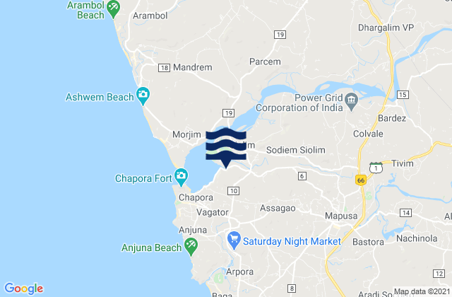 Solim, India tide times map