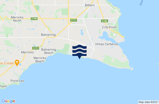 Somers Beach, Australia tide times map