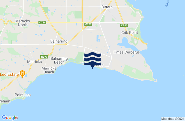 Somers, Australia tide times map