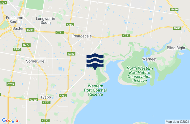 Somerville, Australia tide times map