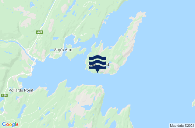 Sop's Island, Canada tide times map
