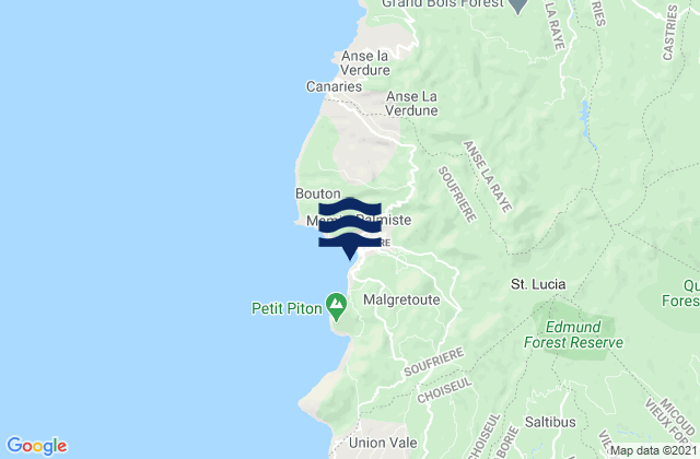 Soufriere, Saint Lucia tide times map