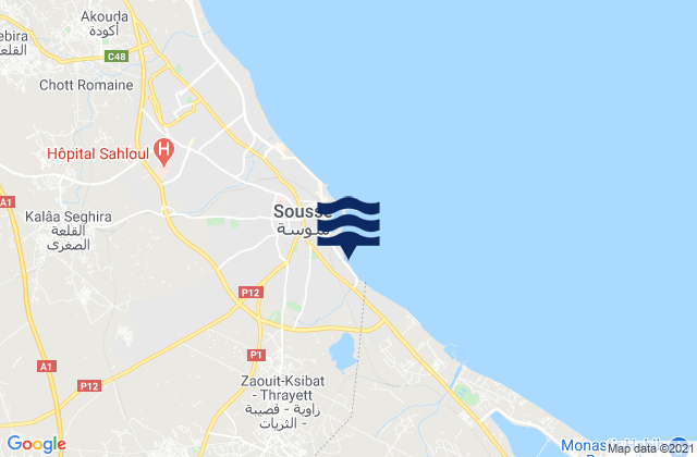 Sousse Sidi Abdelhamid, Tunisia tide times map