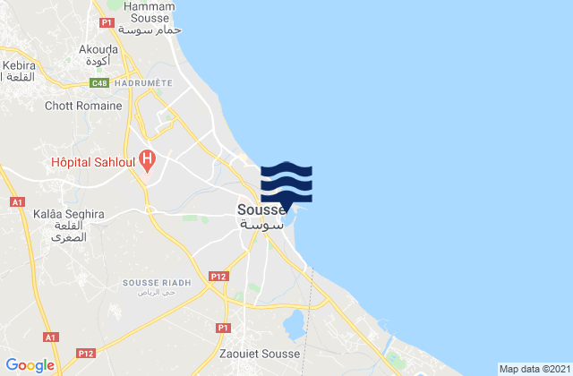 Sousse, Tunisia tide times map