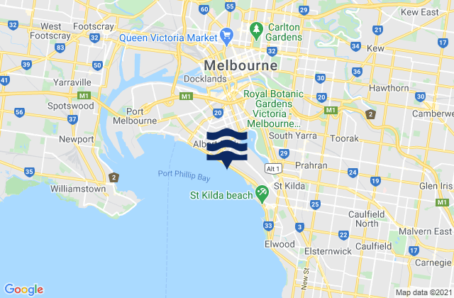 South Melbourne, Australia tide times map
