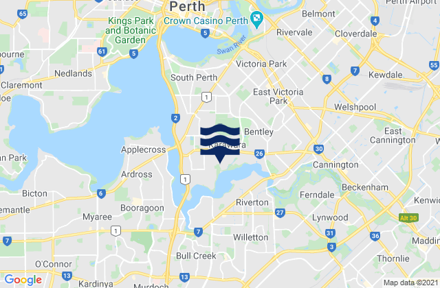 South Perth, Australia tide times map