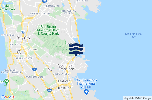 South San Francisco, United States tide chart map
