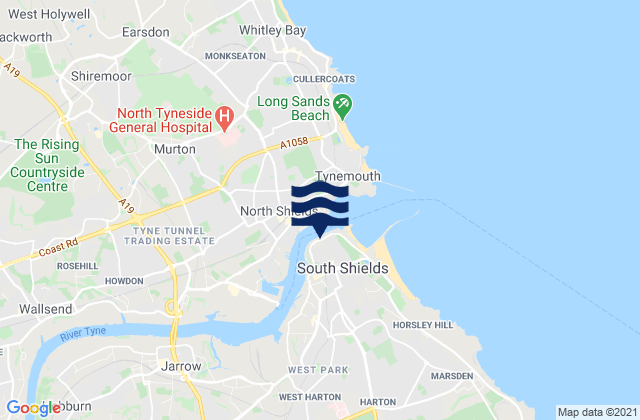 South Shields, United Kingdom tide times map