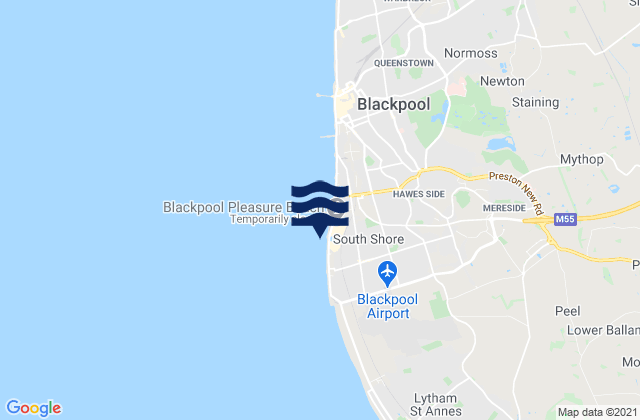 South Shore Beach, United Kingdom tide times map