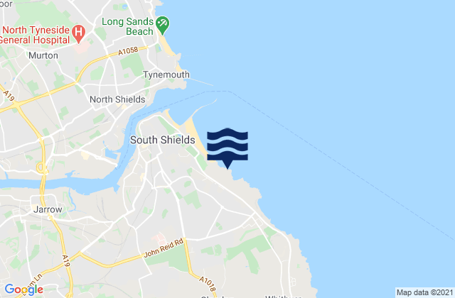 South Tyneside, United Kingdom tide times map