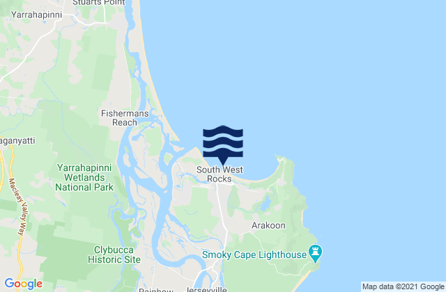South West Rocks, Australia tide times map