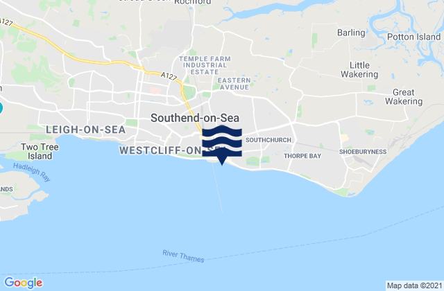 Southend City Beach, United Kingdom tide times map