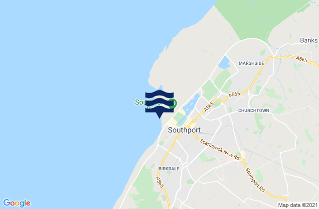 Southport Beach, United Kingdom tide times map