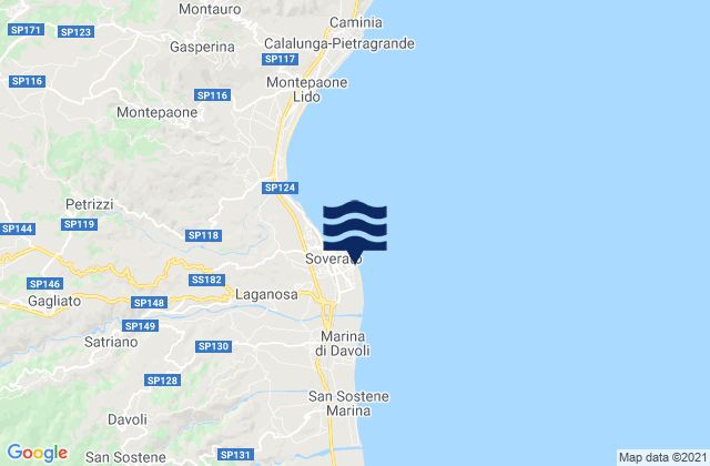 Soverato Marina, Italy tide times map