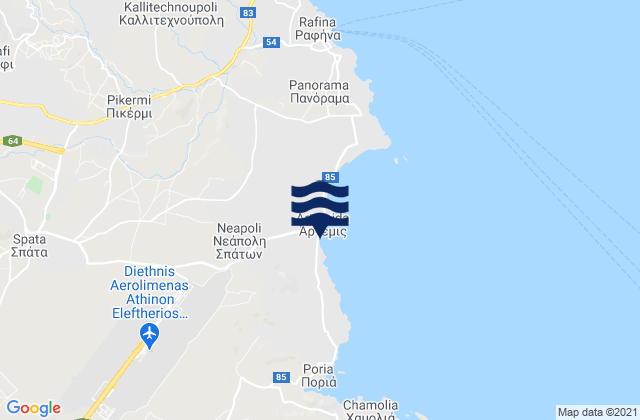 Spata, Greece tide times map