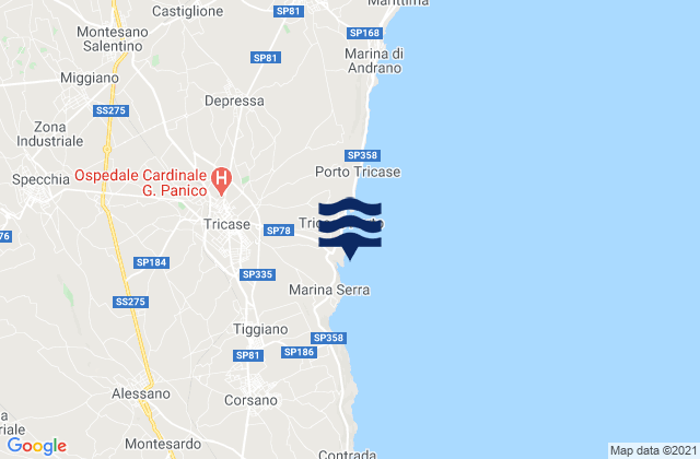 Specchia, Italy tide times map