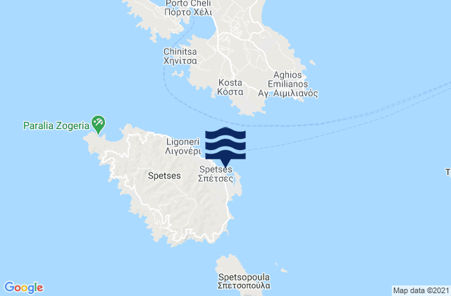 Spetses, Greece tide times map