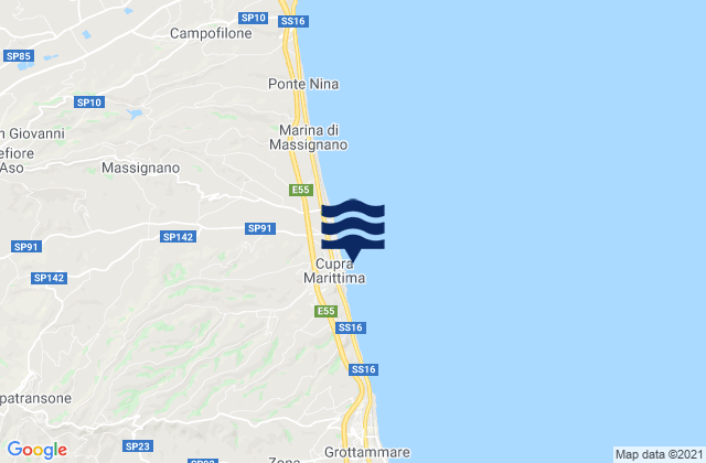 Spiaggia Cupra Marittima, Italy tide times map