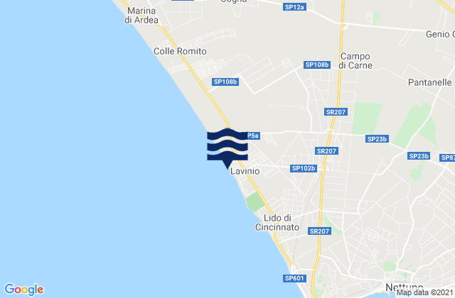 Spiaggia Lavinio, Italy tide times map