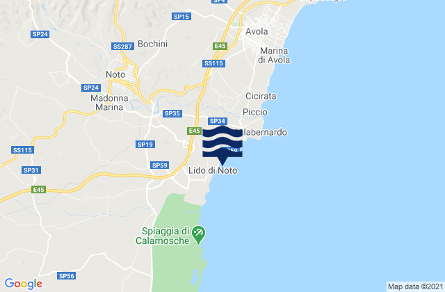 Spiaggia Lido di Noto, Italy tide times map