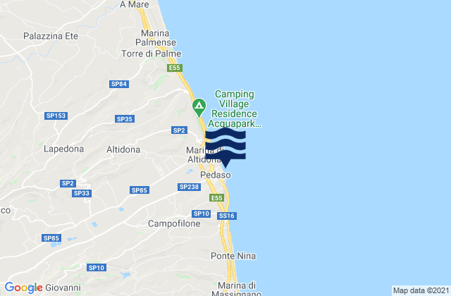 Spiaggia Pedaso, Italy tide times map