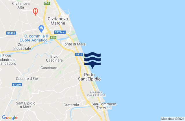 Spiaggia Porto Sant'Elpidio, Italy tide times map