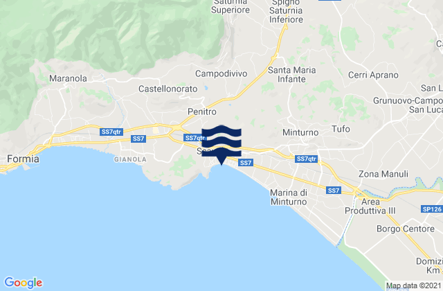 Spiaggia Scauri, Italy tide times map
