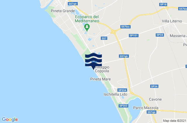 Spiaggia Villaggio Coppola, Italy tide times map