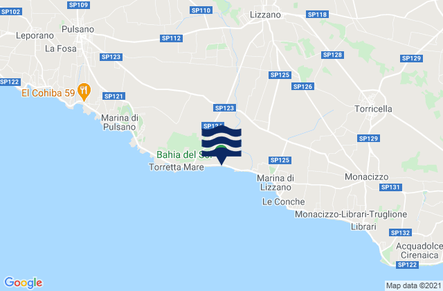 Spiaggia a Taranto, Italy tide times map