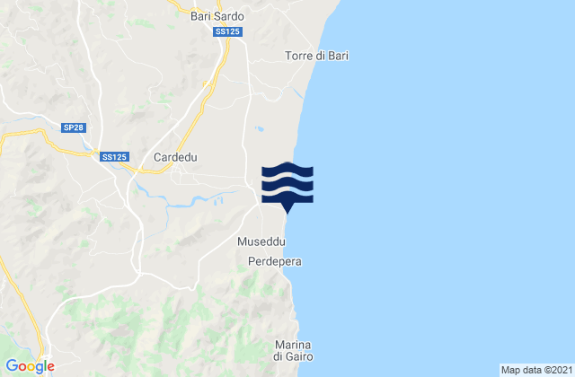 Spiaggia della Marina di Cardedu, Italy tide times map