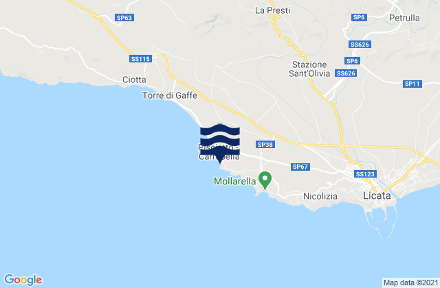 Spiaggia della Rocca di San Nicola, Italy tide times map