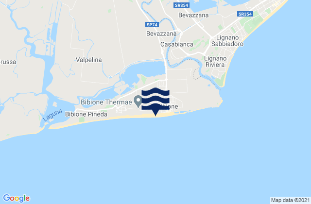 Spiaggia di Bibione, Italy tide times map