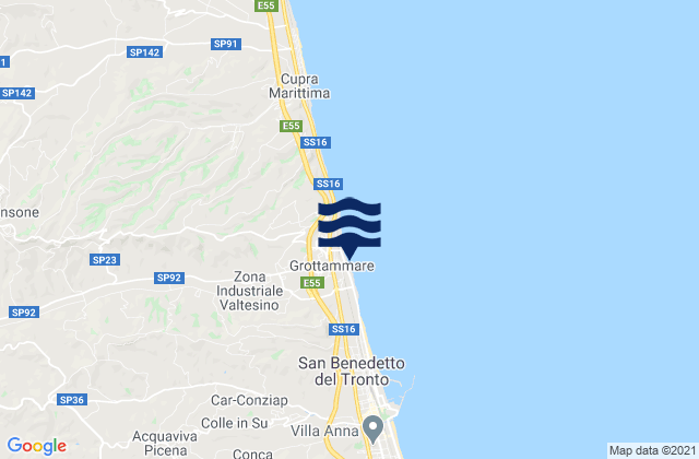 Spiaggia di Grottammare, Italy tide times map