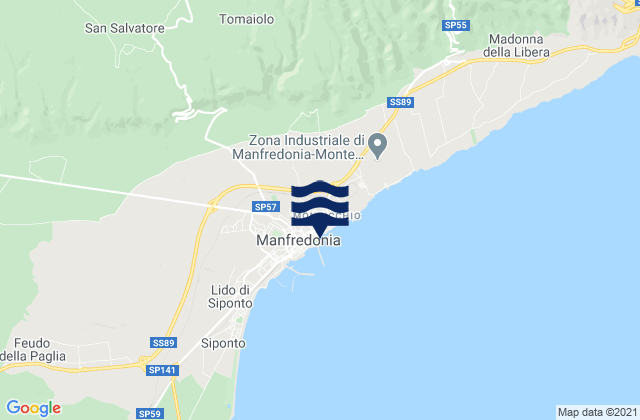 Spiaggia di Manfredonia, Italy tide times map