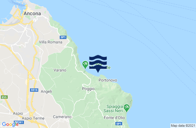 Spiaggia di Portonovo, Italy tide times map