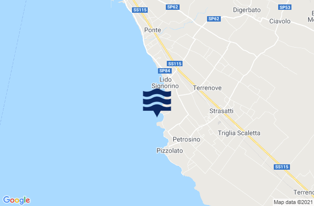 Spiaggia di Punta Parrino Sibiliana, Italy tide times map