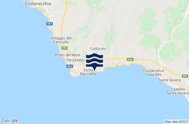 Spiaggia di Santa Marinella, Italy tide times map