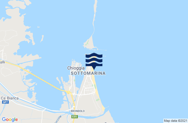 Spiaggia di Sottomarina, Italy tide times map