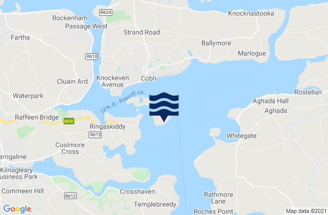 Spike Island, Ireland tide times map