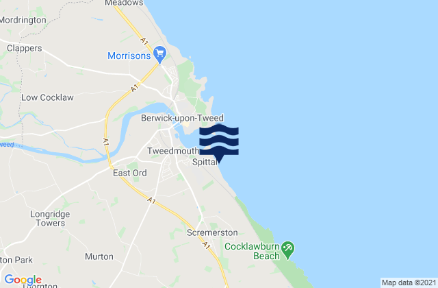 Spittal Beach, United Kingdom tide times map