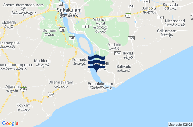 Srikakulam, India tide times map