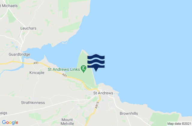 St Andrews West Sands Beach, United Kingdom tide times map