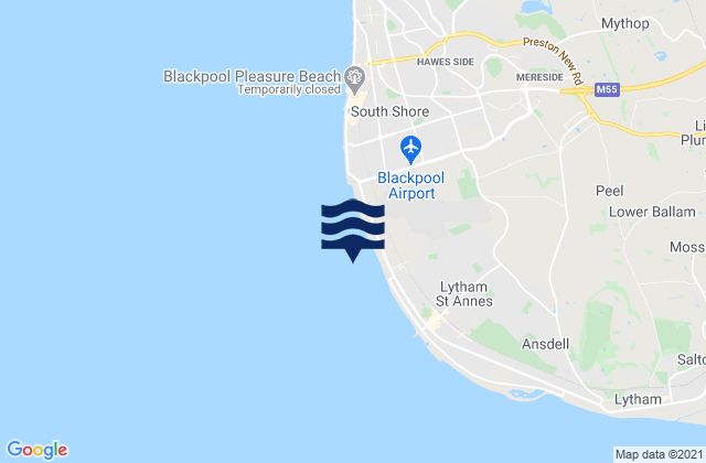 St Annes North Beach, United Kingdom tide times map